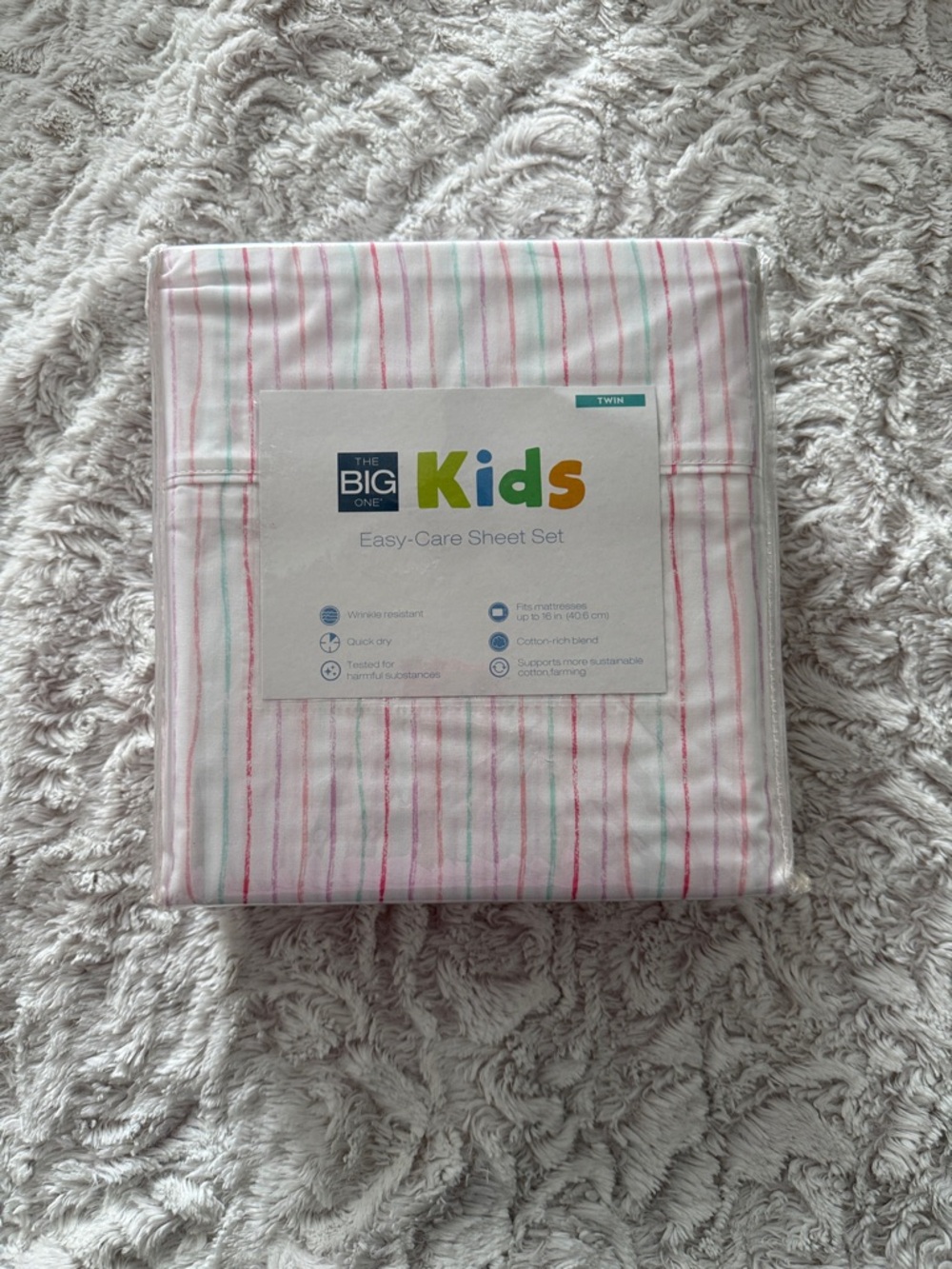 The Big One Kids Striped Twin Sheet Set - Pink & Mint